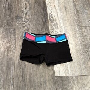 Ivivva Girls Black Dance Shorts with Colorful Band